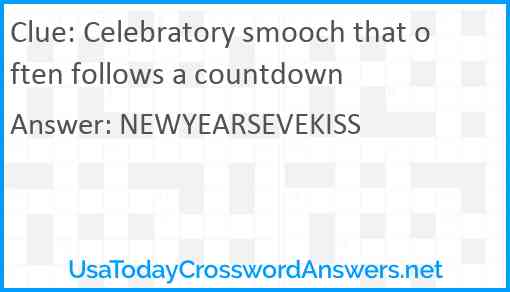 Celebratory smooch that often follows a countdown Answer