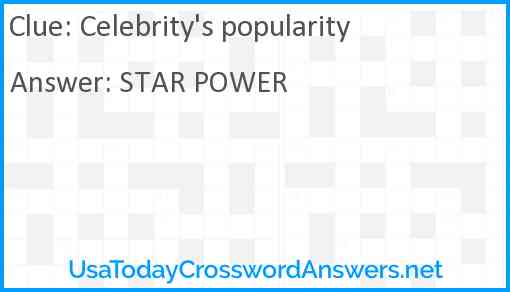 Celebrity's popularity Answer