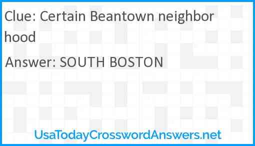 Certain Beantown neighborhood Answer