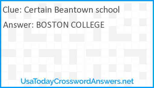 Certain Beantown school Answer