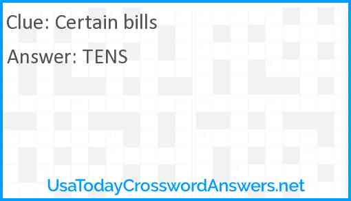 Certain bills Answer