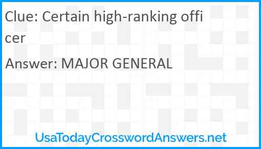 Certain high-ranking officer Answer