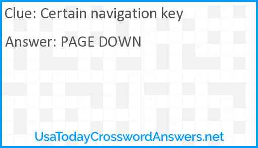 Certain navigation key Answer