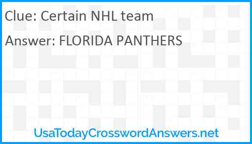 Certain NHL team Answer