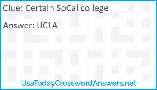 Certain SoCal college Answer