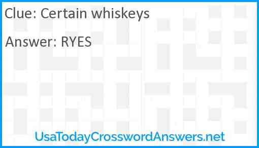 Certain whiskeys Answer