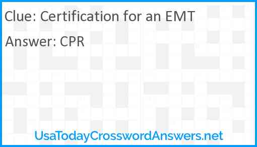 Certification for an EMT Answer
