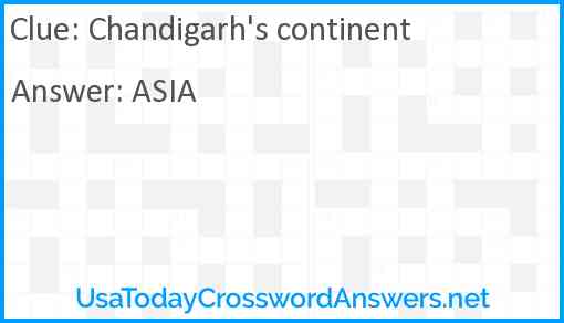 Chandigarh's continent Answer