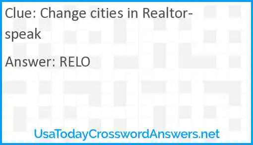 Change cities in Realtor-speak Answer