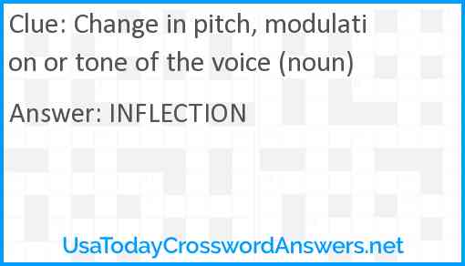 Change in pitch, modulation or tone of the voice (noun) Answer
