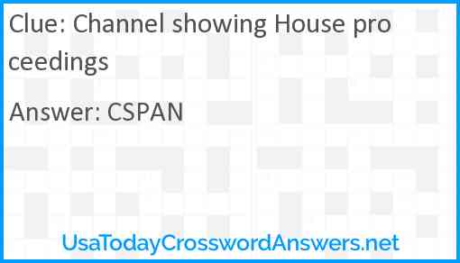Channel showing House proceedings Answer