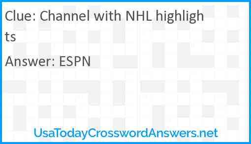 Channel with NHL highlights Answer