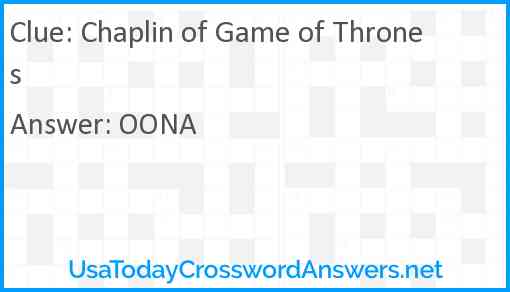 Chaplin of Game of Thrones Answer