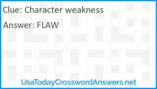 Character weakness Answer