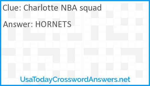 Charlotte NBA squad Answer