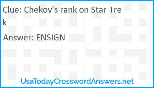 Chekov's rank on Star Trek Answer