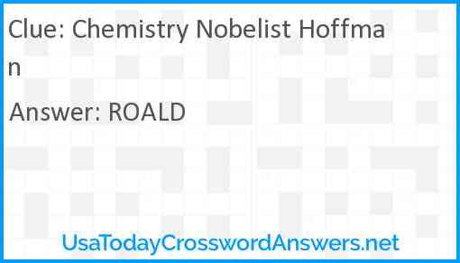 Chemistry Nobelist Hoffman Answer