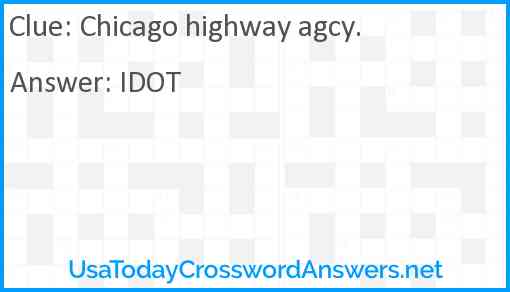 Chicago highway agcy. Answer