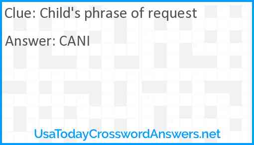 Child's phrase of request Answer