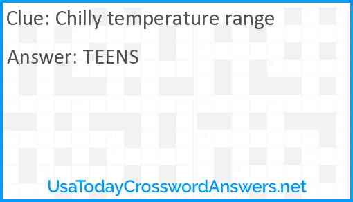 Chilly temperature range Answer