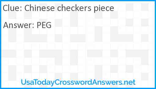 Chinese checkers piece Answer