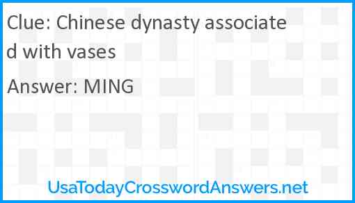 Chinese dynasty associated with vases Answer