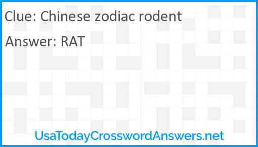 Chinese zodiac rodent Answer