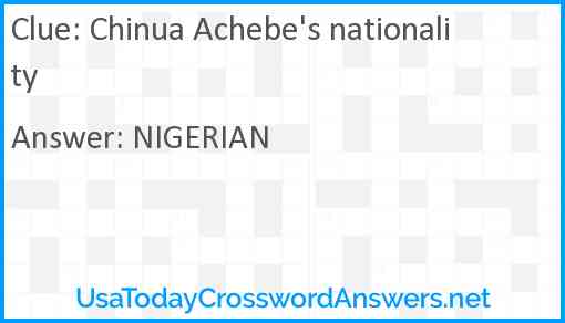 Chinua Achebe's nationality Answer