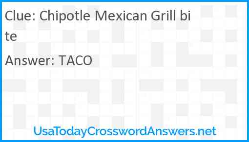 Chipotle Mexican Grill bite Answer