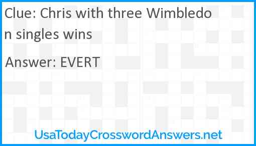 Chris with three Wimbledon singles wins Answer