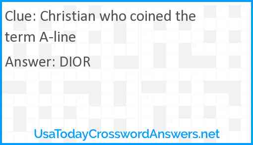 Christian who coined the term A-line Answer