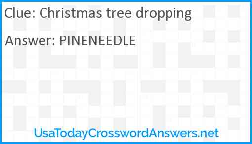 Christmas tree dropping Answer