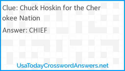 Chuck Hoskin for the Cherokee Nation Answer