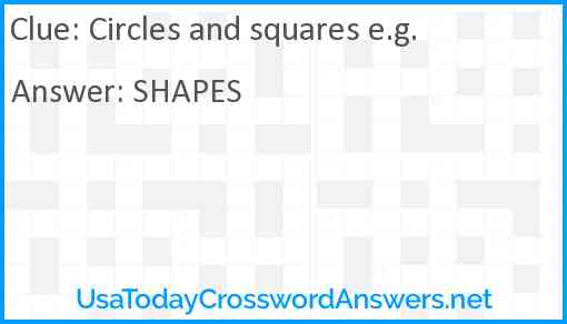 Circles and squares e.g. Answer