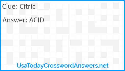 Citric ___ Answer