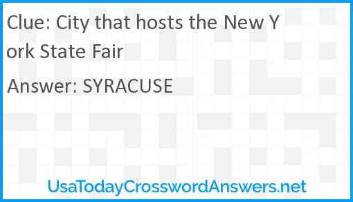 City that hosts the New York State Fair Answer
