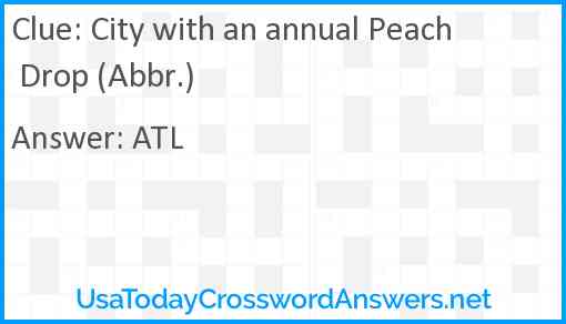 City with an annual Peach Drop (Abbr.) Answer