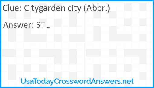 Citygarden city (Abbr.) Answer