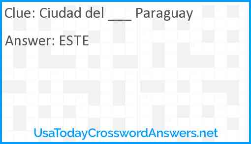 Ciudad del ___ Paraguay Answer