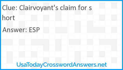 Clairvoyant's claim for short Answer