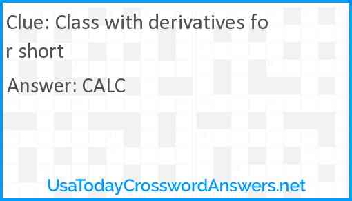 Class with derivatives for short Answer
