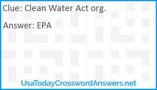 Clean Water Act org. Answer
