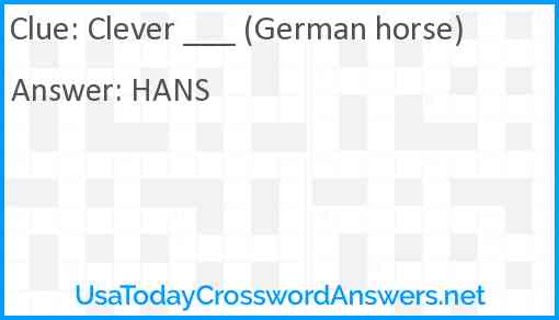 Clever ___ (German horse) Answer