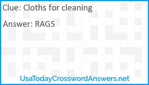 Cloths for cleaning Answer