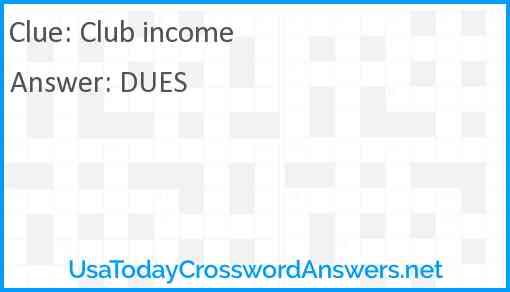 Club income Answer