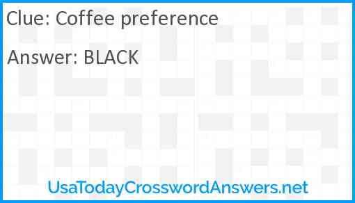 Coffee preference Answer