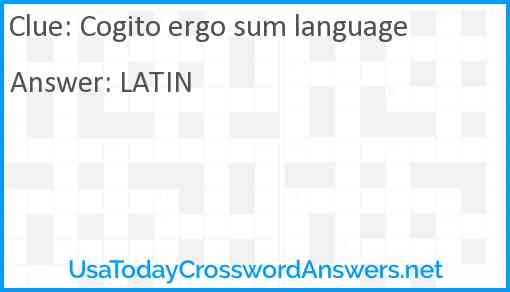 Cogito ergo sum language Answer