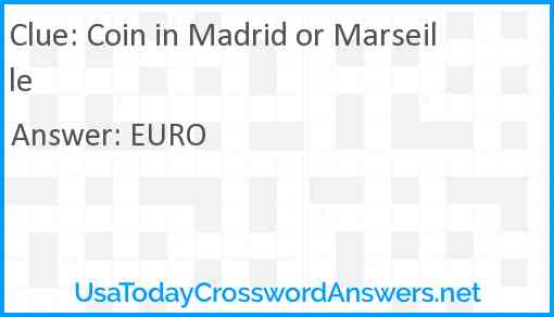 Coin in Madrid or Marseille Answer