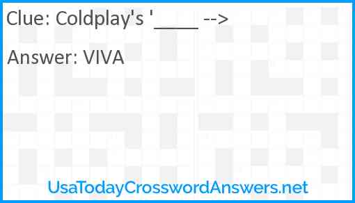 Coldplay's '____ --> Answer