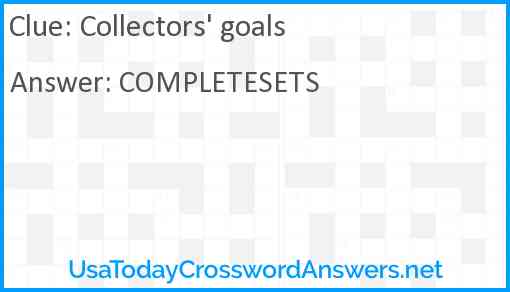 Collectors' goals Answer